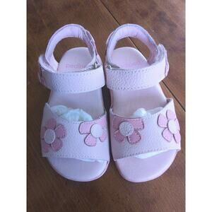 PEDIPED ABIGAIL PINK FLOWERS LEATHER SANDALS FLEX SYSTEM MEMORY FOAM SIZE 7C